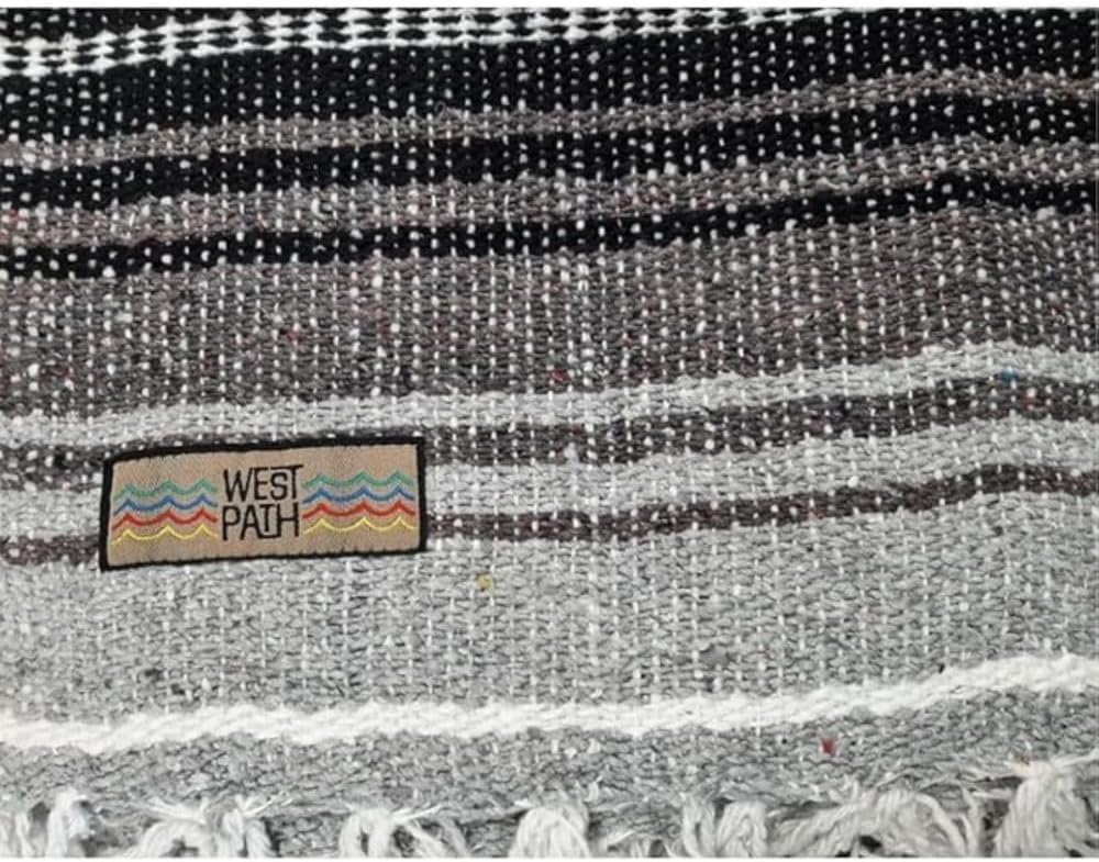 Open Road Goods Bulk Falsa Blankets - Handwoven Authentic Mexican Falsa - Great for Weddings, Yoga, Beach, Picnics, or Mexican Throw! (Black/Grey, 7 Pack)