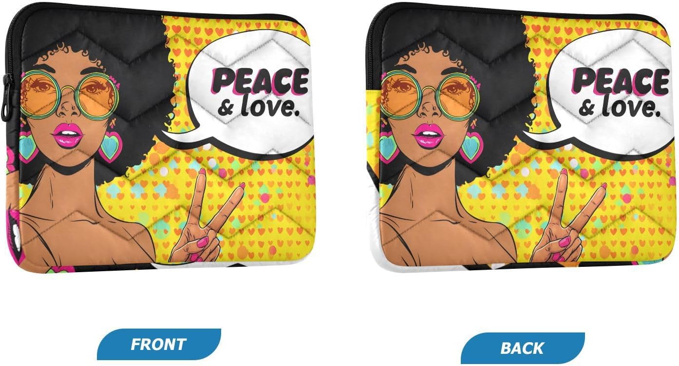 ALAZA African American Afro Woman Peace Laptop Sleeve Case 13, 13.3, 14 inch, Computer Cases for Pad Tablet, Waterproof Briefcase Bag image 2