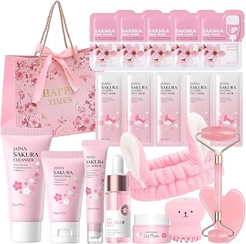 Dongcill Dongcill Coffret de Soins Visage 19 Pièces à l'Extrait de Fleur de Cerisier Sakura