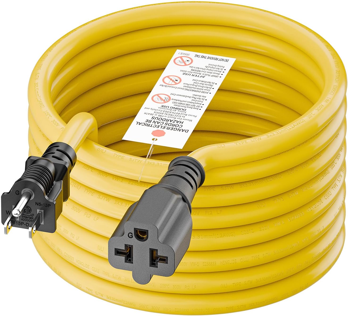 4 in1 NEMA 5-15P Extension Cord, Winxus 10FT NEMA 5-15P to 5-15R, 5-20R, 6-15R, 6-20R Adapter Cord, 15A to 20A AC Adapter Cable, 10FT 3 Prong Extension Cords