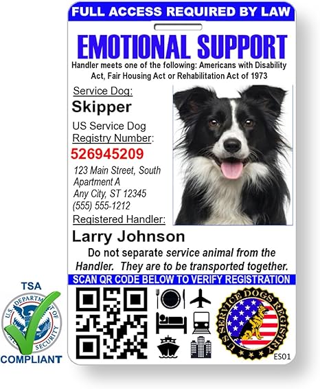 Emotional Support Dog Tag Leather Wallet With 2 Personalised Photo Id Registration On Us Service Dog Registry Amazon De Pet Supplies