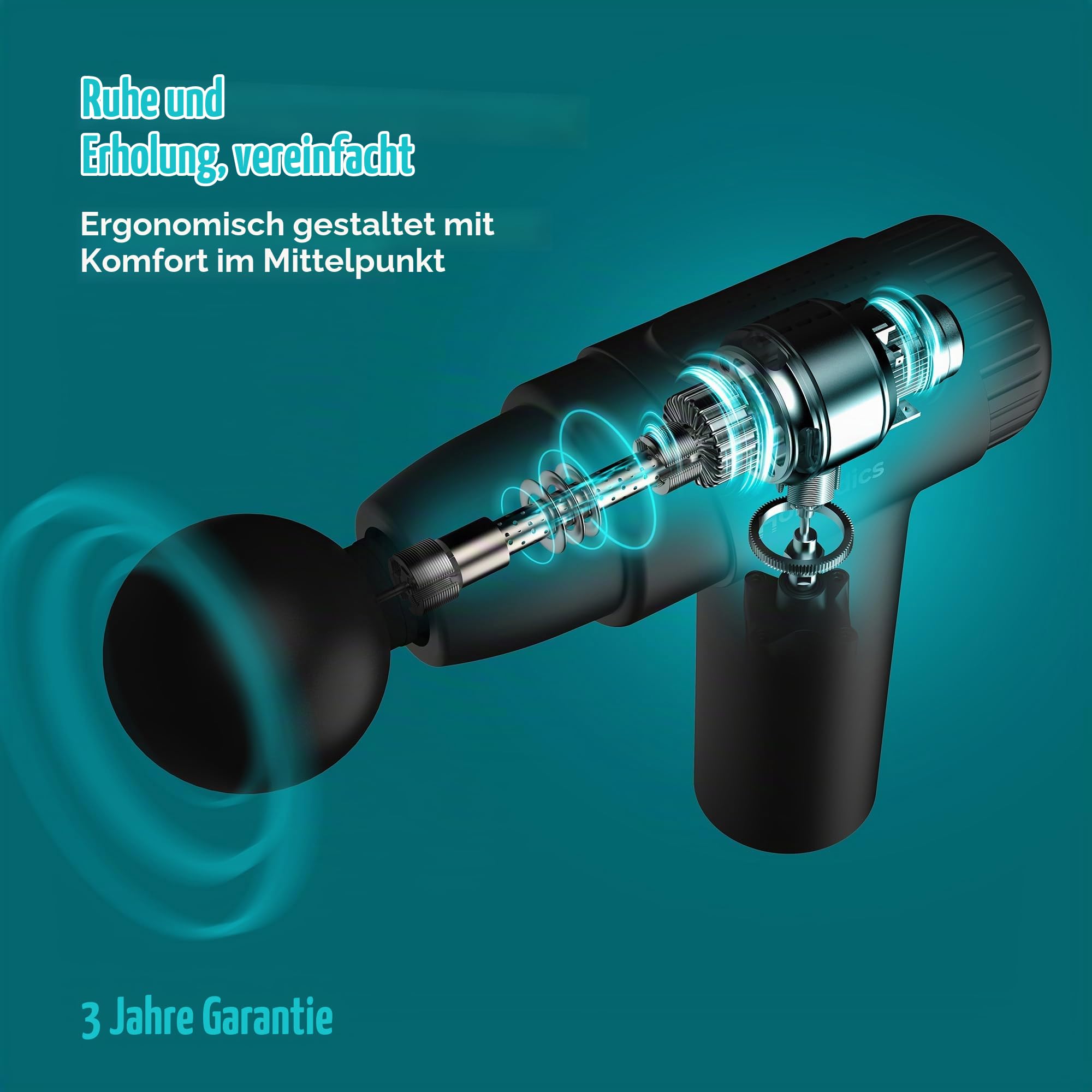 Homedics NOVO Mini Massagepistole, Klopfmassagegerät, Schwarz | Kleines Elektrisches Handmassagegerät, 4 Aufsätze, 6 Intensitätsstufen, Vibrationsmassage, Muskelentspannung
