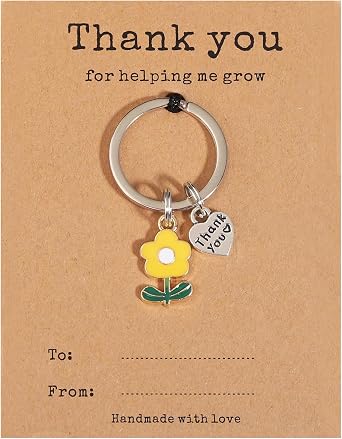 Teacher Appreciation Keychain Gifts in Bulk Teacher Day Christmas Gift Thank You for Helping Me Grow Keychain