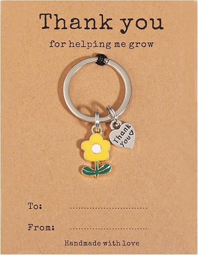 Teacher Appreciation Keychain Gifts in Bulk Teacher Day Christmas Gift Thank You for Helping Me Grow Keychain