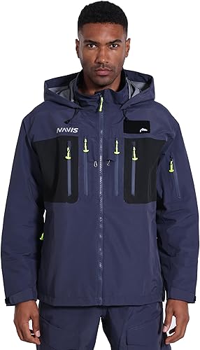 Mens 3L-Gore Pro-Tex Waterproof Fishing Wading Jacket Foul Weather Gear with Storm Hood & Pockets