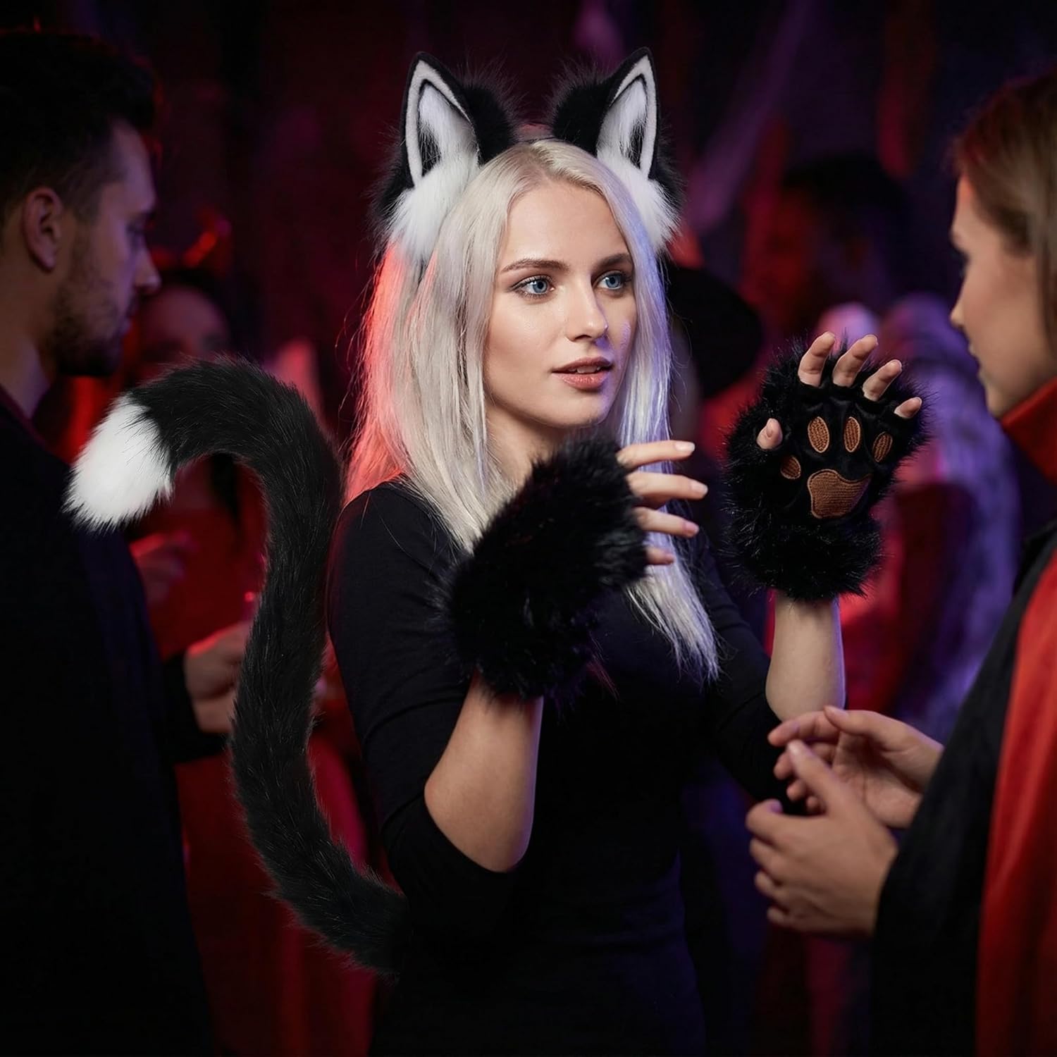 CHOICEONE A Cat In The Gloom Ears and Tail Set Suitable for halloween Easter Costume Nightshade Date Party