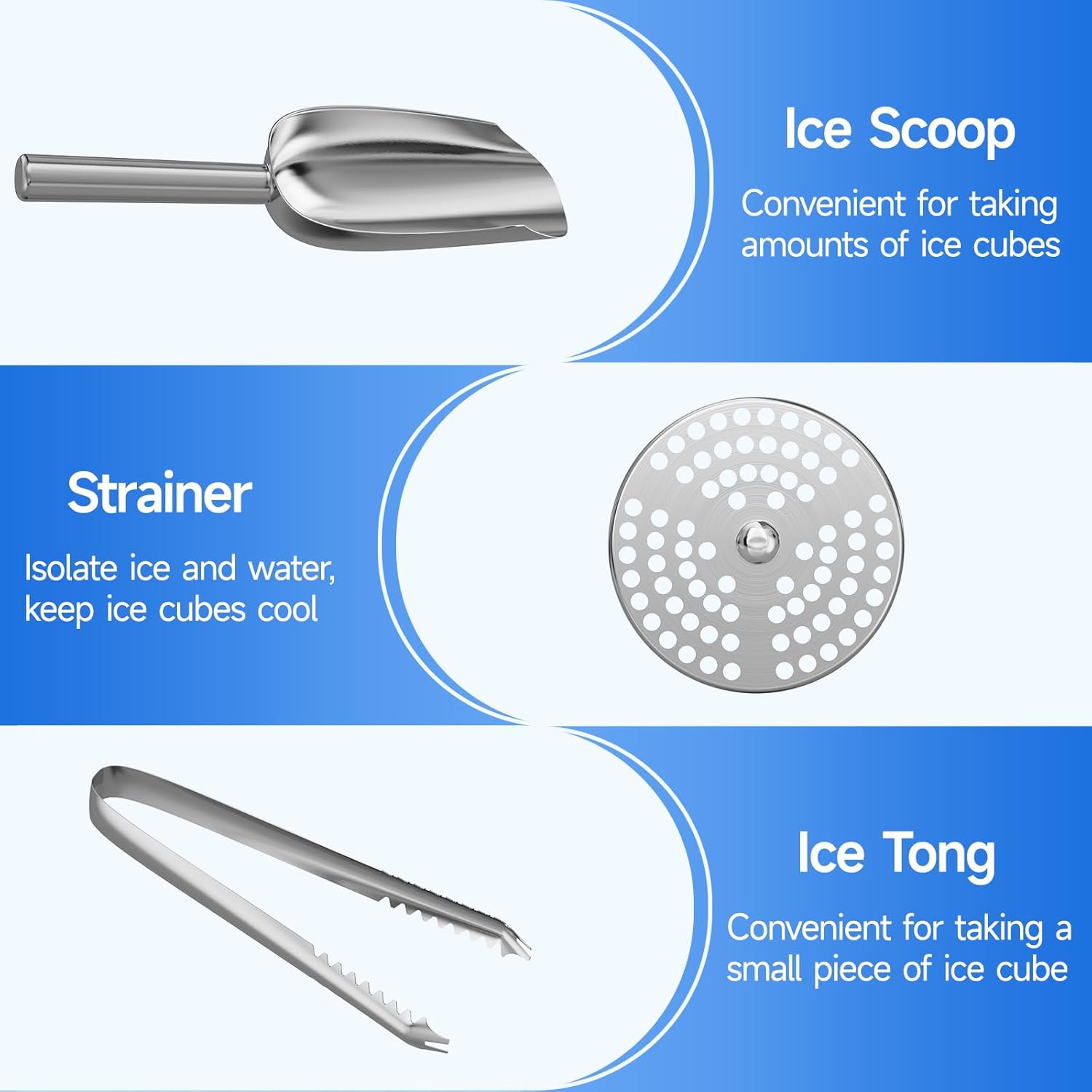 Ice Buckets for Parties 3L Insulated Ice Bucket with Lid Ice Tong Ice Scoop and Strainer for Cocktail Bar Portable Stainless Steel Double Wall Keeps Ice Cold&Dry for Home Bar Beer Champagne - Image 6