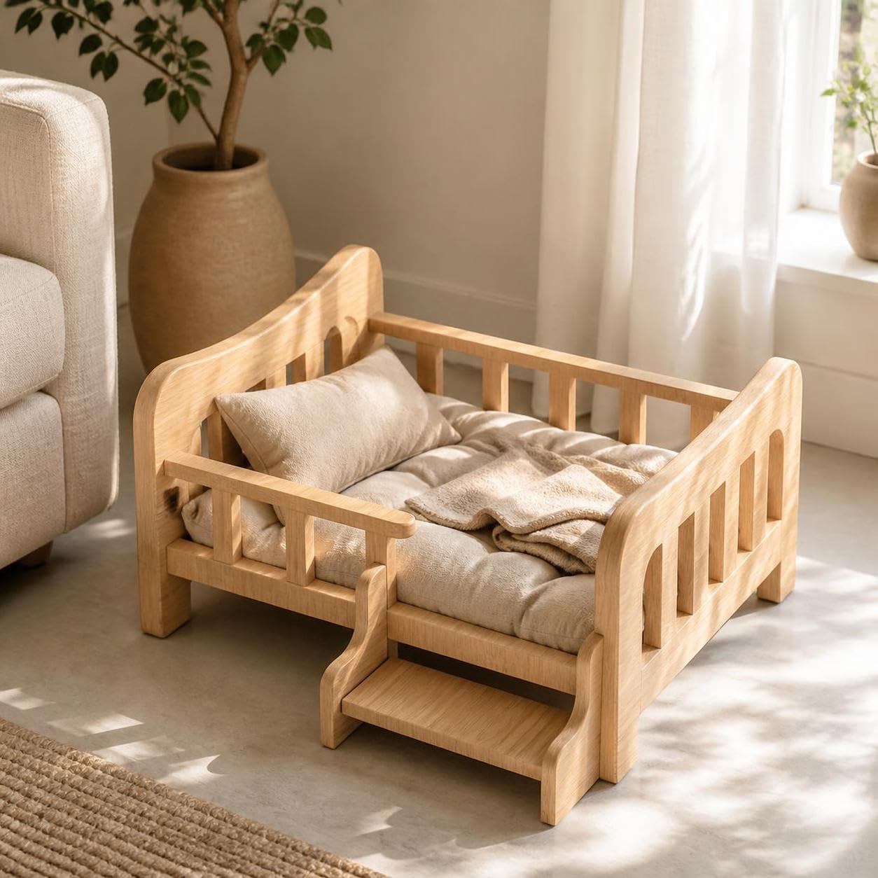 Cuccia per Gatti in Legno Rialzata , Letto in legno, per animali <5kg