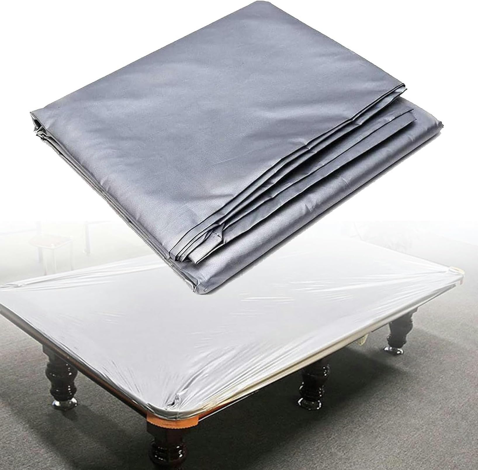 Protector de mesa de billar contra el polvo acumulado en tela Oxford gris plata