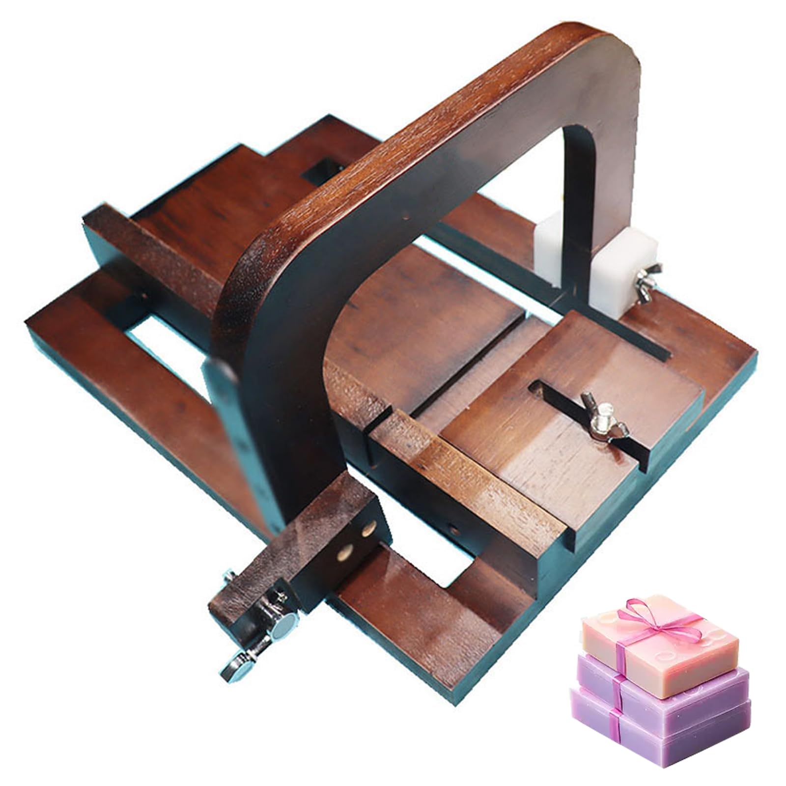 Cortador de jabón de Madera, máquina de Corte de Alambre de Acero para jabón y Pan de Queso caseros, Escala de tamaño Ajustable para Herramientas de Manualidades.
