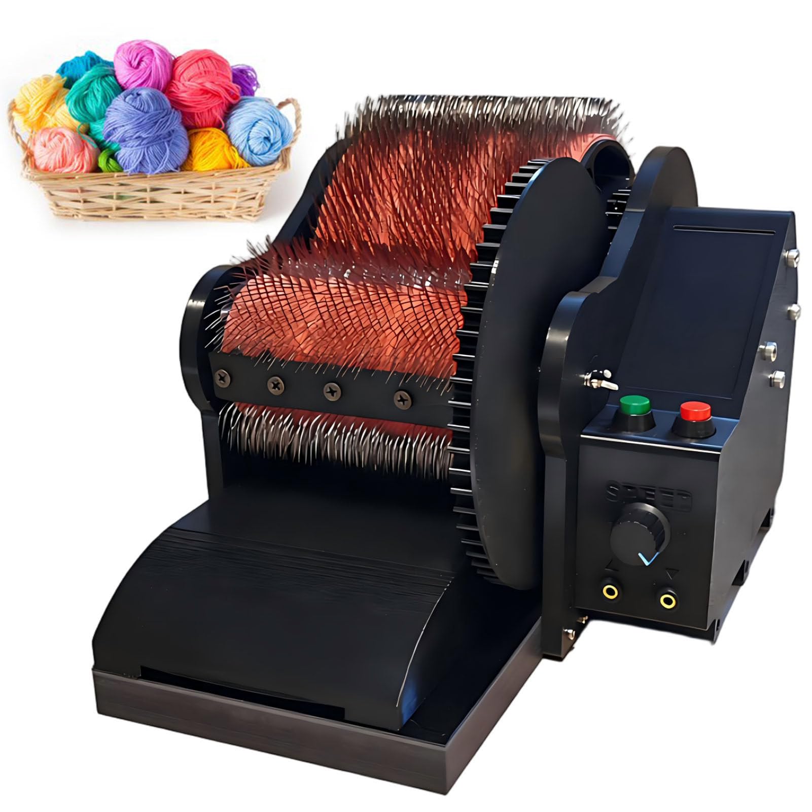 ExoticaBlend Wool Carding Machine Drum Carder, Electric Wool Carding Machine, Wool Fiber Drum Carding Machine with Awl, Adjustable Combing Speed, Fast Color Mixing