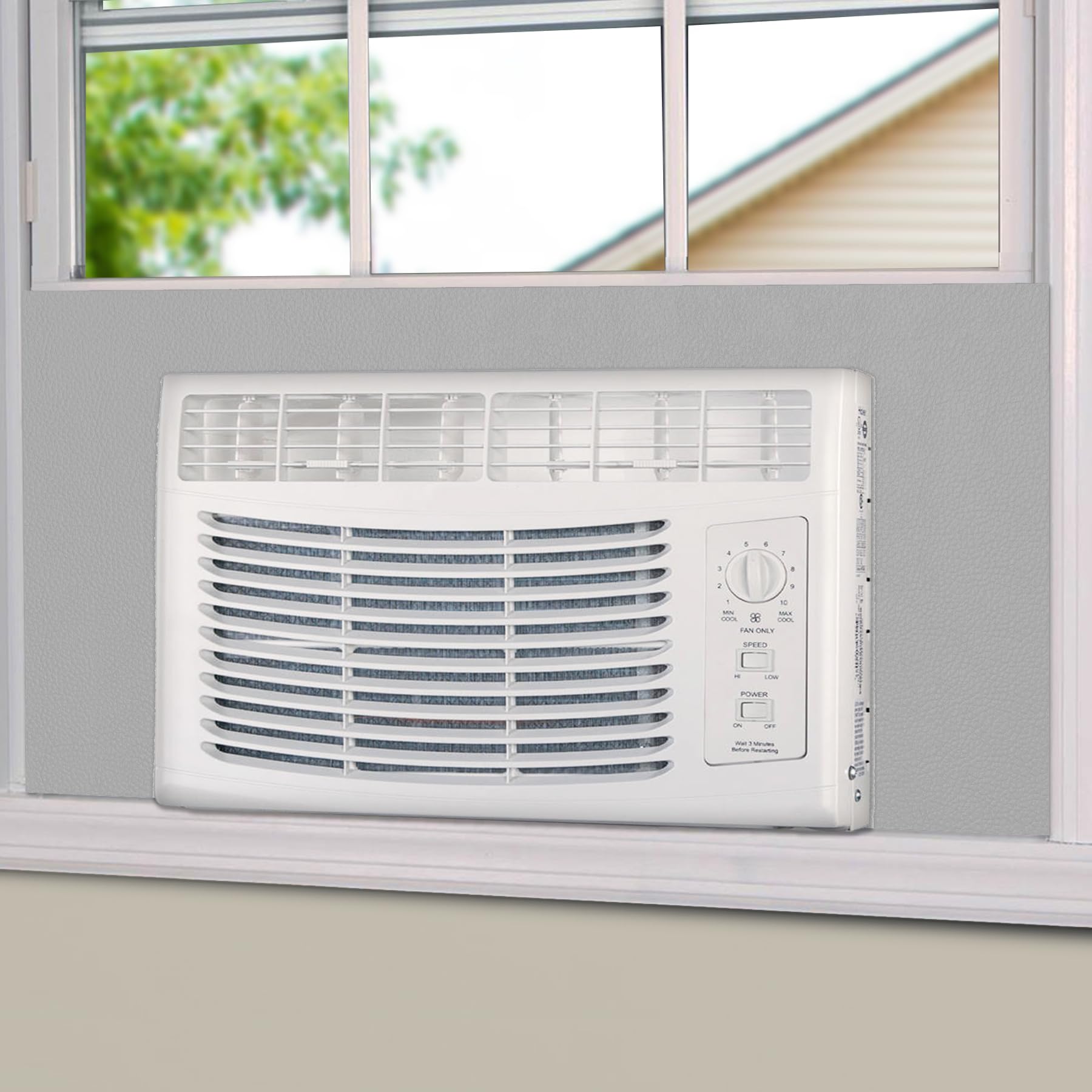 BJADE'S Window Air Conditioner Side Insulated Foam Panel,Full Surround Panels Window Seal Kit, Summer and Winter Heat and Draft Insulating grey