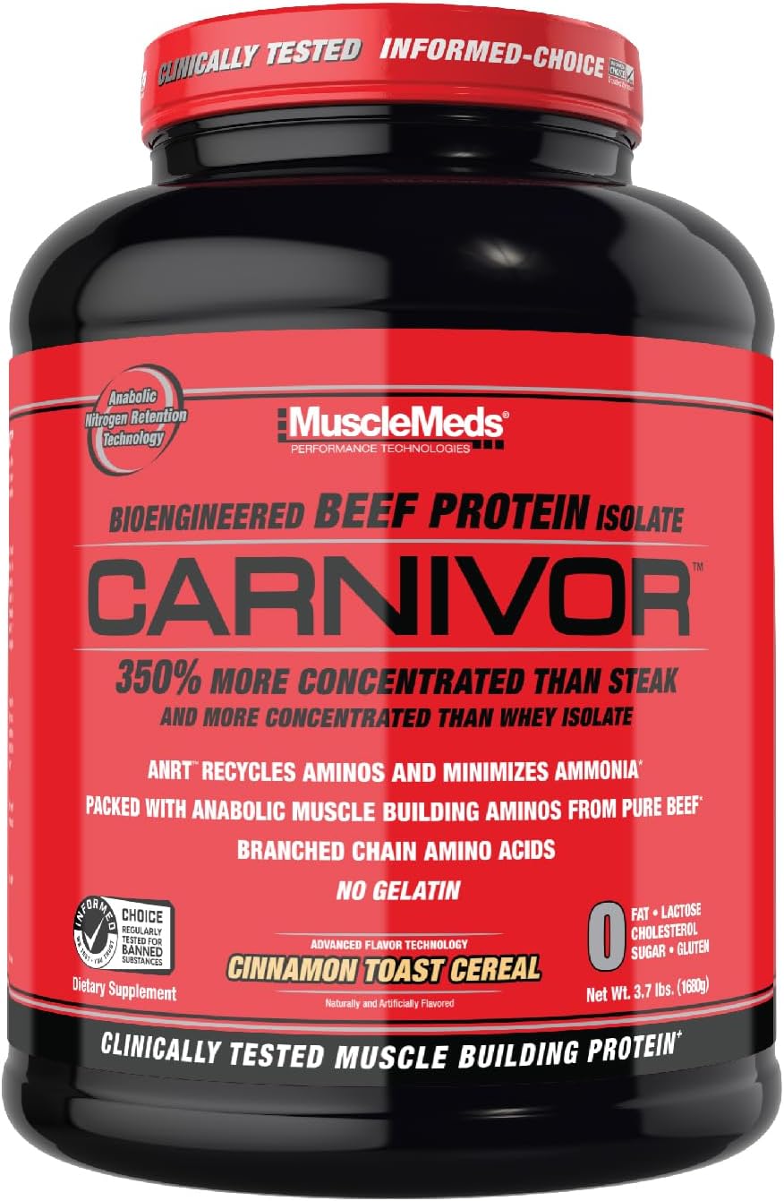 Carnivor Beef Protein Isolate, 0 Lactose, 0 Sugar, 0 Fat, 0 Cholesterol, Cinnamon Toast Cereal, 4 Lb, 56 Servings