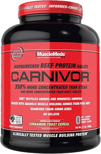 Miniatura 2 de MuscleMeds Carnivor - Aislamiento de proteína de res, 0 lactosa, 0 azúcar, 0 grasa, 0 colesterol, cereal tostada de canela, 4 libras, 56 porciones