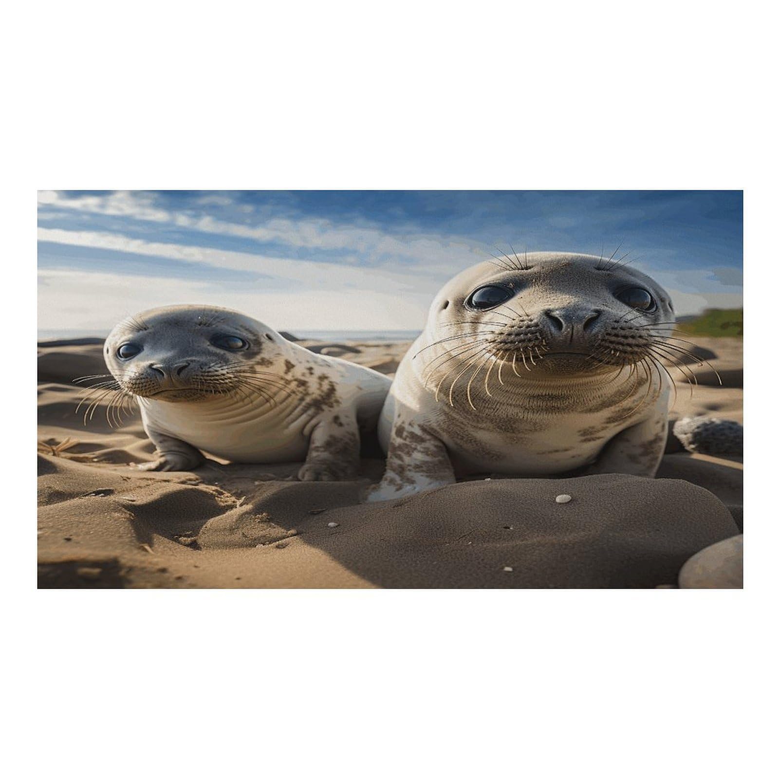 Seal on The Beach Tapis de nourriture pour chat – Tapis d'alimentation antidérapant pour chien, facile à nettoyer pour la nourriture et l'eau, tapis de gamelle pour chien et chat 43,2 x 76,2 cm