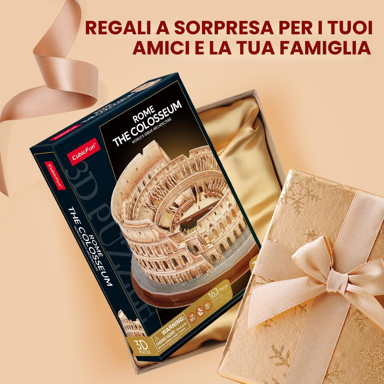 CubicFun Puzzle 3D Colosseo - Nuova Versione, Modellismo Architettonico Italia Puzzle, Kit Modello di Costruzione, Regalo per 10+, 163 pezzi