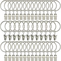 Vista 42 de Paquete de 100 anillos de cortina con clips, clips para cortinas con anillos, anillos de cortina de 1.26 pulgadas de diámetro interior, se adapta a