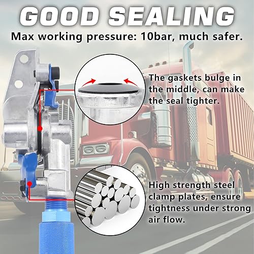 Miniatura 3 de Juego de 2 pares de manos Glad con 12 sellos de goma, aluminio Glad Hand universal rojo azul servicio de emergencia Gladhand Set para