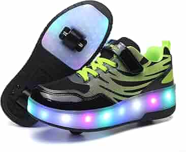 Axcer Chaussures LED Skateboard USB Rechargeables 7 Couleurs Clignotantes Avec Roulettes Rétractables - Enfant Et Ado