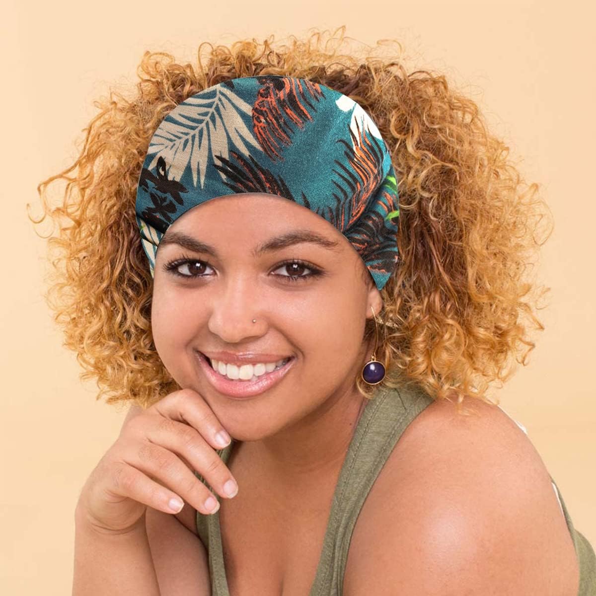 GALV4Pcs Gym Headbands Bohemian Headbands for Women Girls Men, Stretch Wide Hair Bands Stylish Yoga Sweatband for Workout, Running, Tennis, Badminton, Marathons, Cycling 4