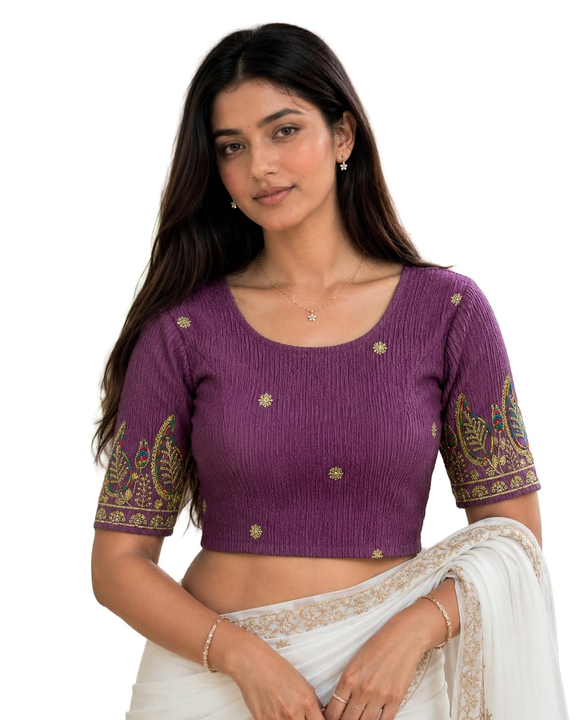 rajnandini Women's Lycra Embroidered Readymade Blouse(BL1117-P)-picture-19