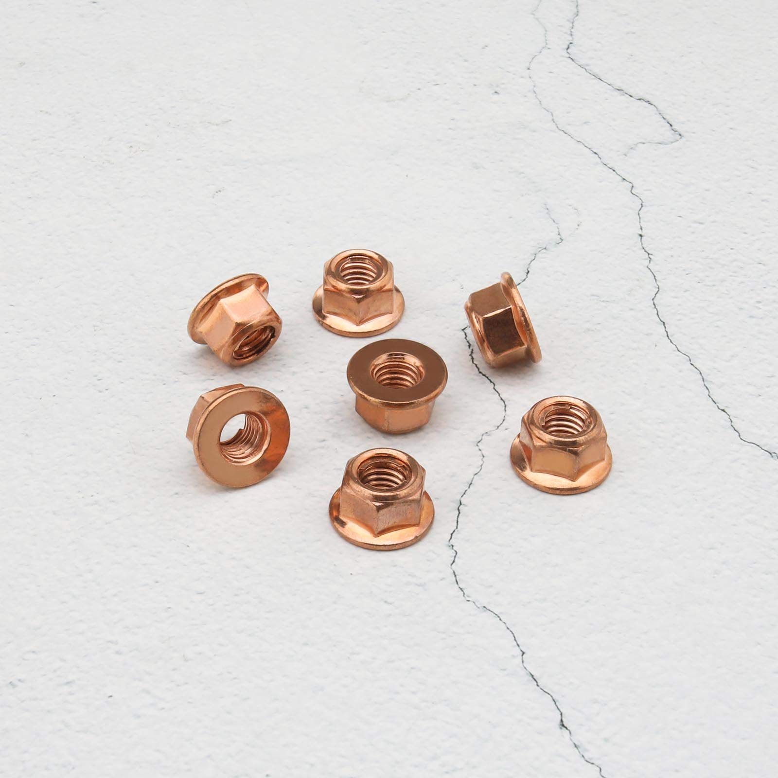 20 tuercas hexagonales de colector de escape M10, chapados en cobre, tuercas hexagonales con brida 18301737774