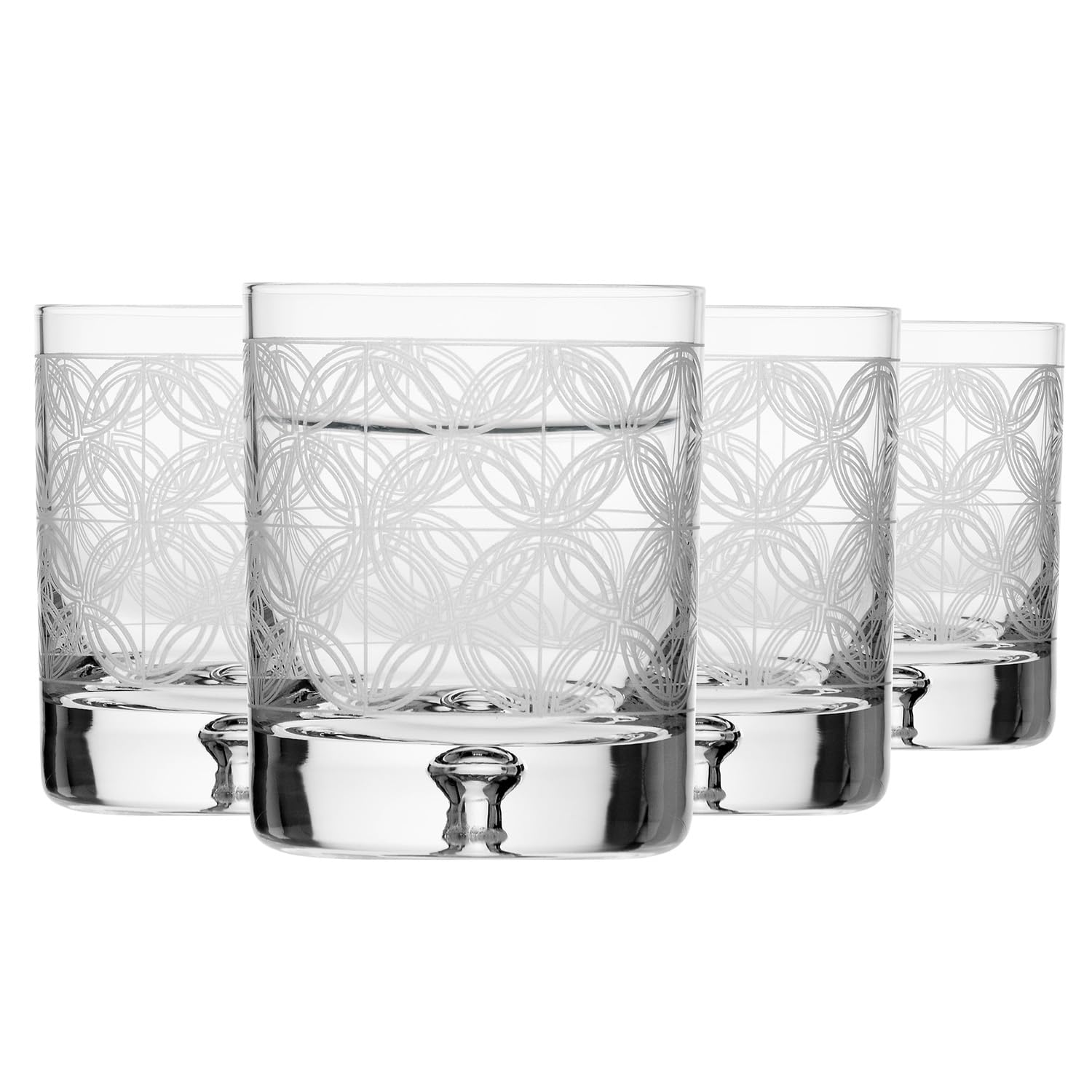 Krosno Whisky Glasses Set of 4 - Crystal Whiskey Tumblers for Bourbon and Scotch - 250 ml Handcrafted Cut Glass - Rocks Glasses in Gift Box - Saga Collection, Petit
