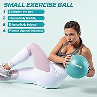 Vista 5 de Pilates Ball, 9 Inch Small Exercise Mini Soft Workout Yoga Ball with Exercise Guide, for Home Gym Yoga, Pilates, Core Training, Workout, Balance