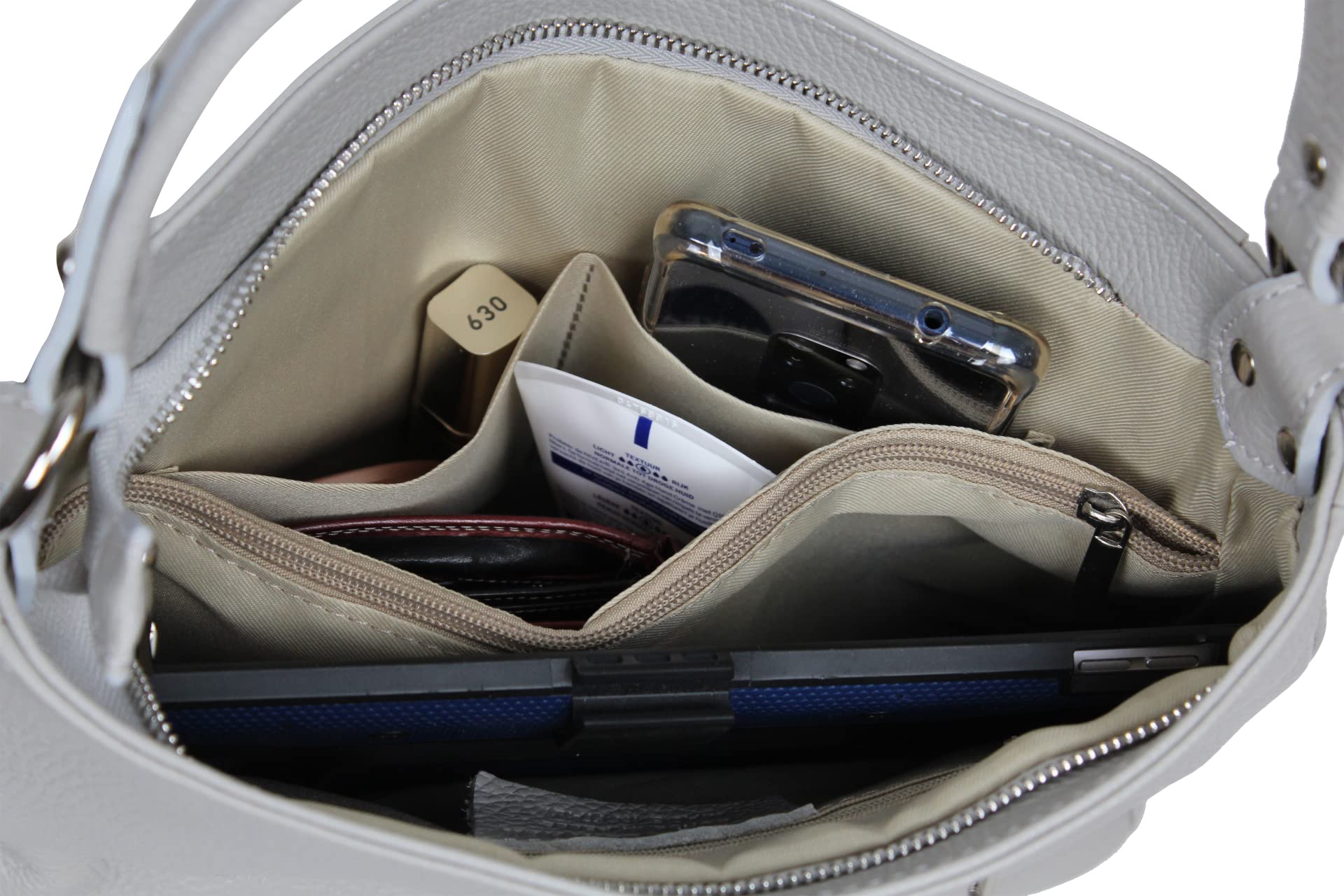 AMBRA Moda GL35 - Borsa a mano, borsa a spalla, borsa a tracolla donna in vera pelle vacchetta grana