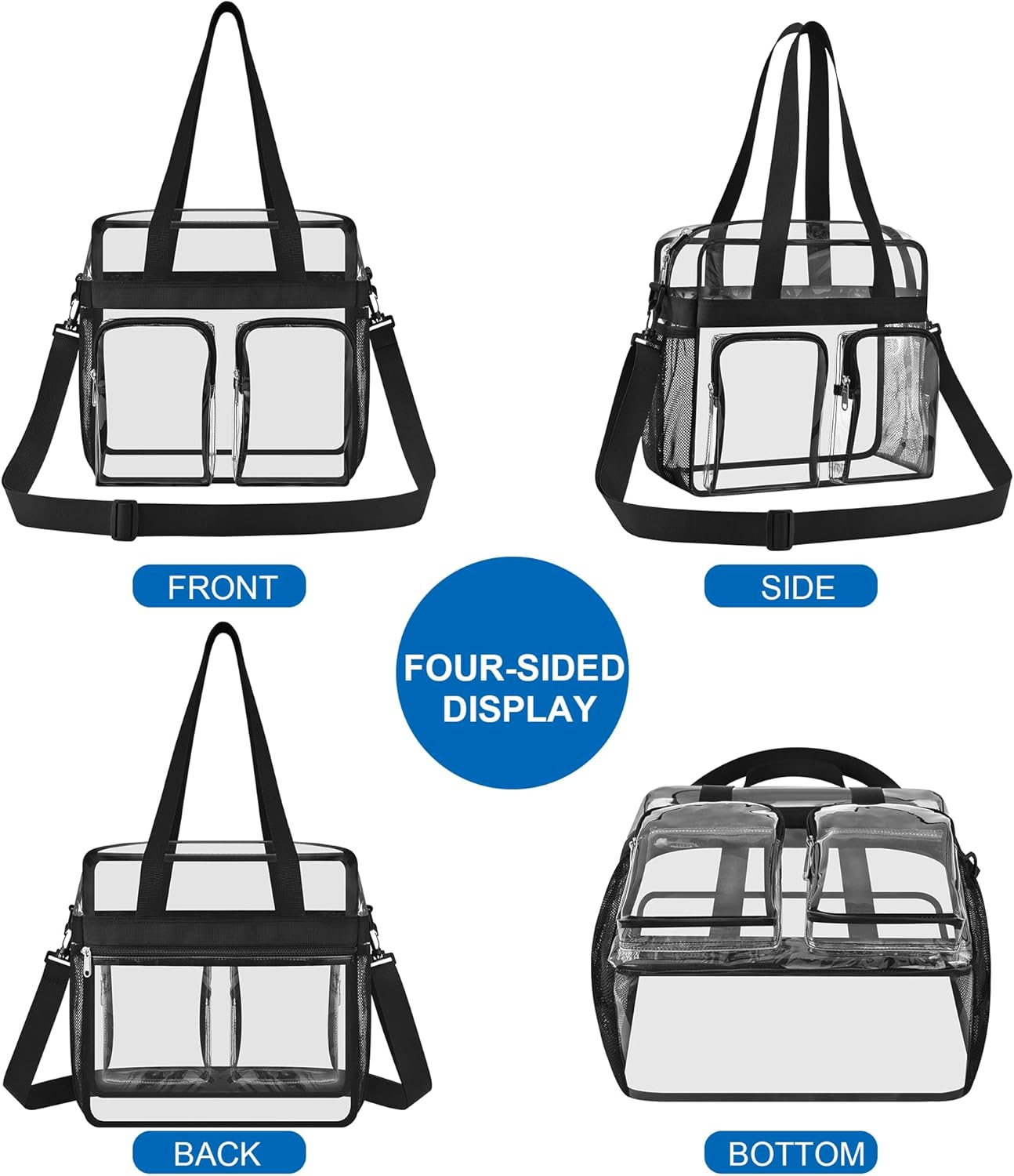 XCU Clear Bag for Stadium Events 12x6x12 Large Clear Tote Bag Transparent Lunch Bag Adjustable Straps for Concert Sports Work - Image 6