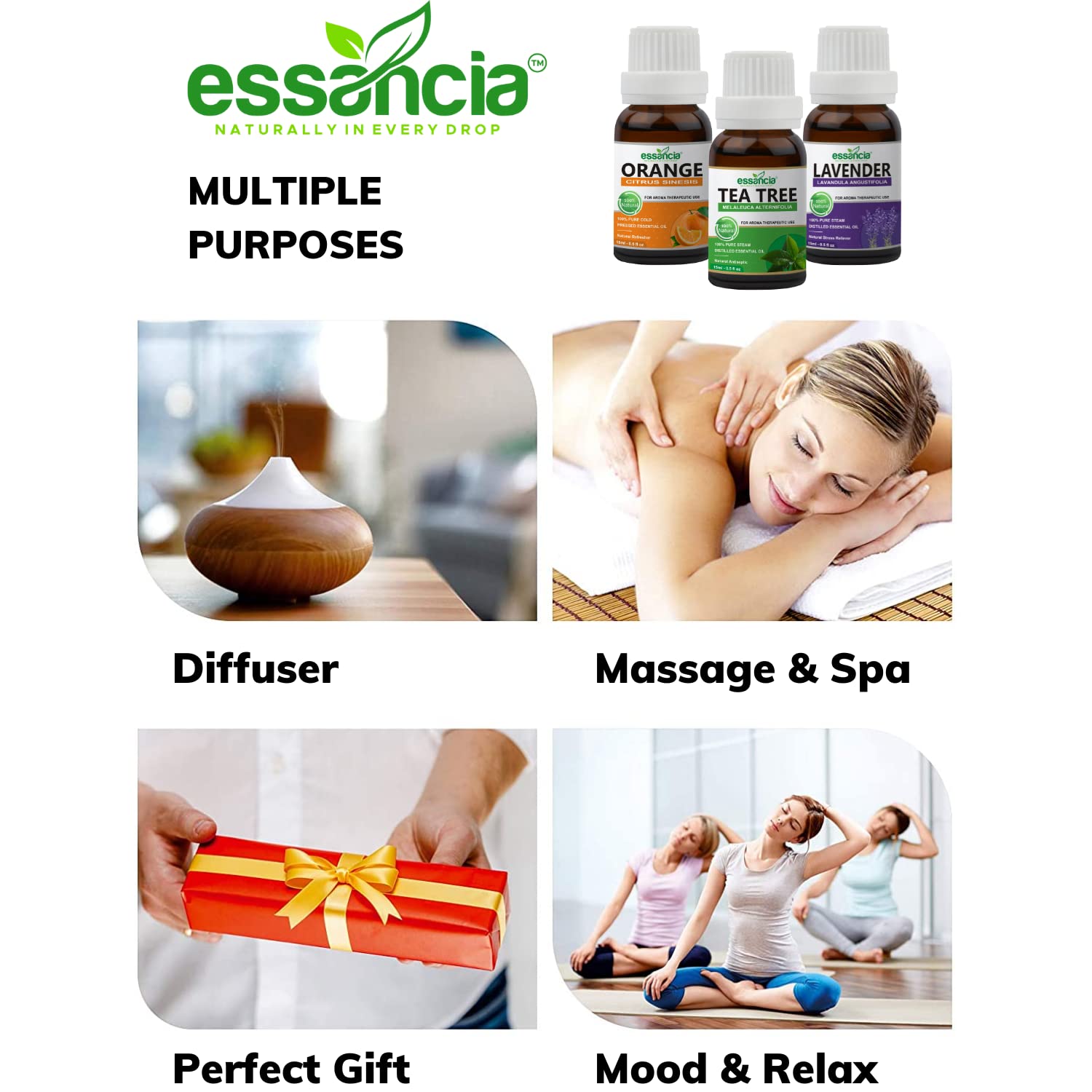 essancia - NATURALLY IN EVERY DROP Pack Of 2 Essential Oils Rosemary & Tea Tree Oils,For Skin Whitening,Thin Hair,Aromatherapy. 100% Natural,Undiluted,Pure & Therapeutic Grade Essential Oils Kit essancia - NATURALLY IN EVERY DROP Pack Of 2 Essential Oils Rosemary & Tea Tree Oils,For Skin Whitening,Thin Hair,Aromatherapy. 100% Natural,Undiluted,Pure & Therapeutic Grade Essential Oils Kit
