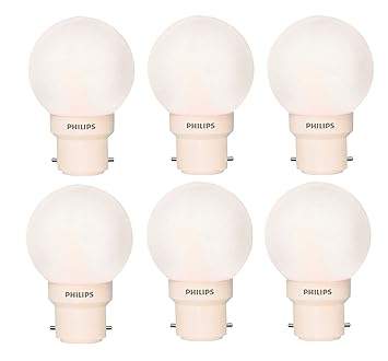 PHILIPS 0.5W B22 LED Cool White Bulb, Pack of 6 (Deco Mini)