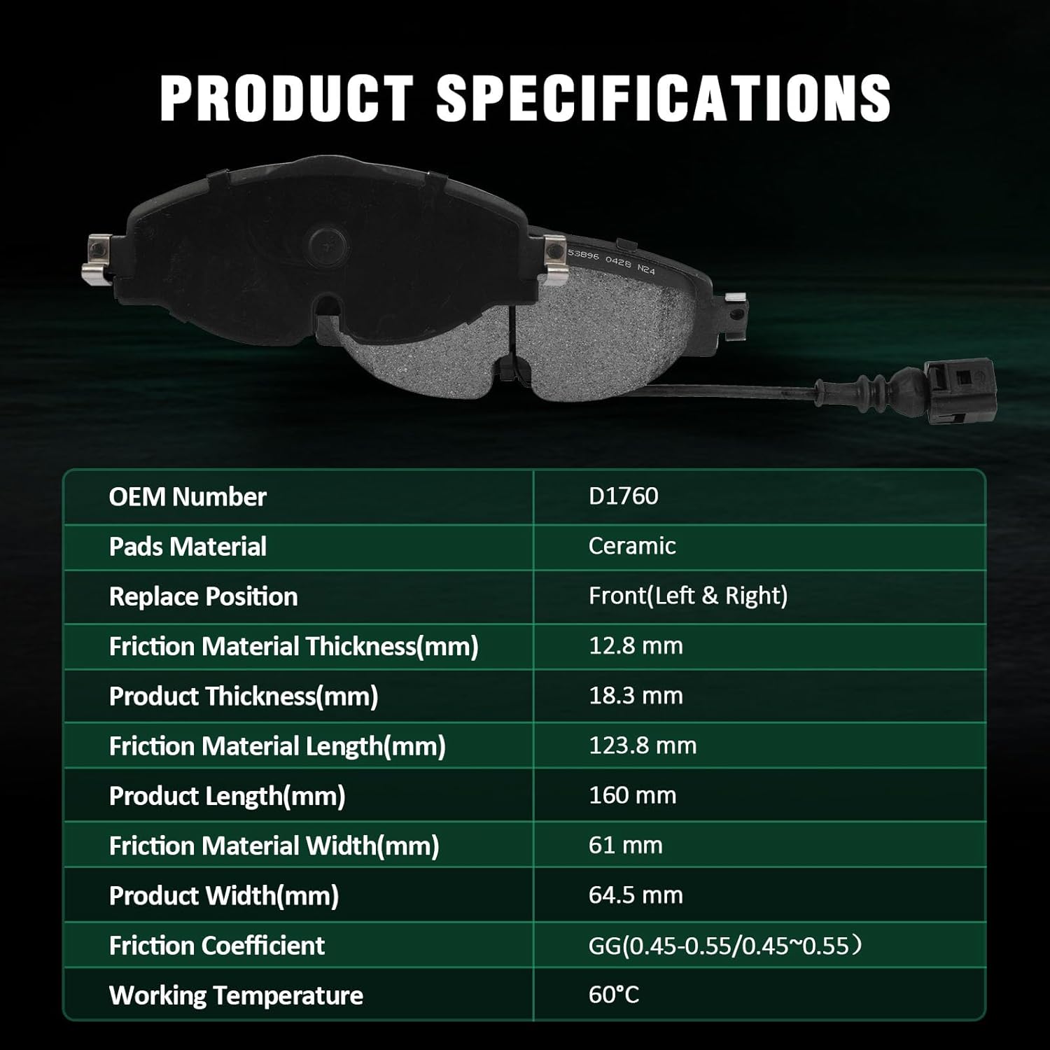 AUTOMUTO 8PCS Front & Rear Ceramic Disc Brake Pads Set D1760 D1761 For Audi A3 2015-2016,For Audi A3 Quattro 2015-2016,For Audi TT Quattro 2016-2018,For Volkswagen For Jetta 2019-2021