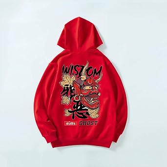XYXIONGMAO Graphic Hoodies for Men Japanese Hoodie Streetwear Oversized Black White Ghost Hip-Hop Good and Evil