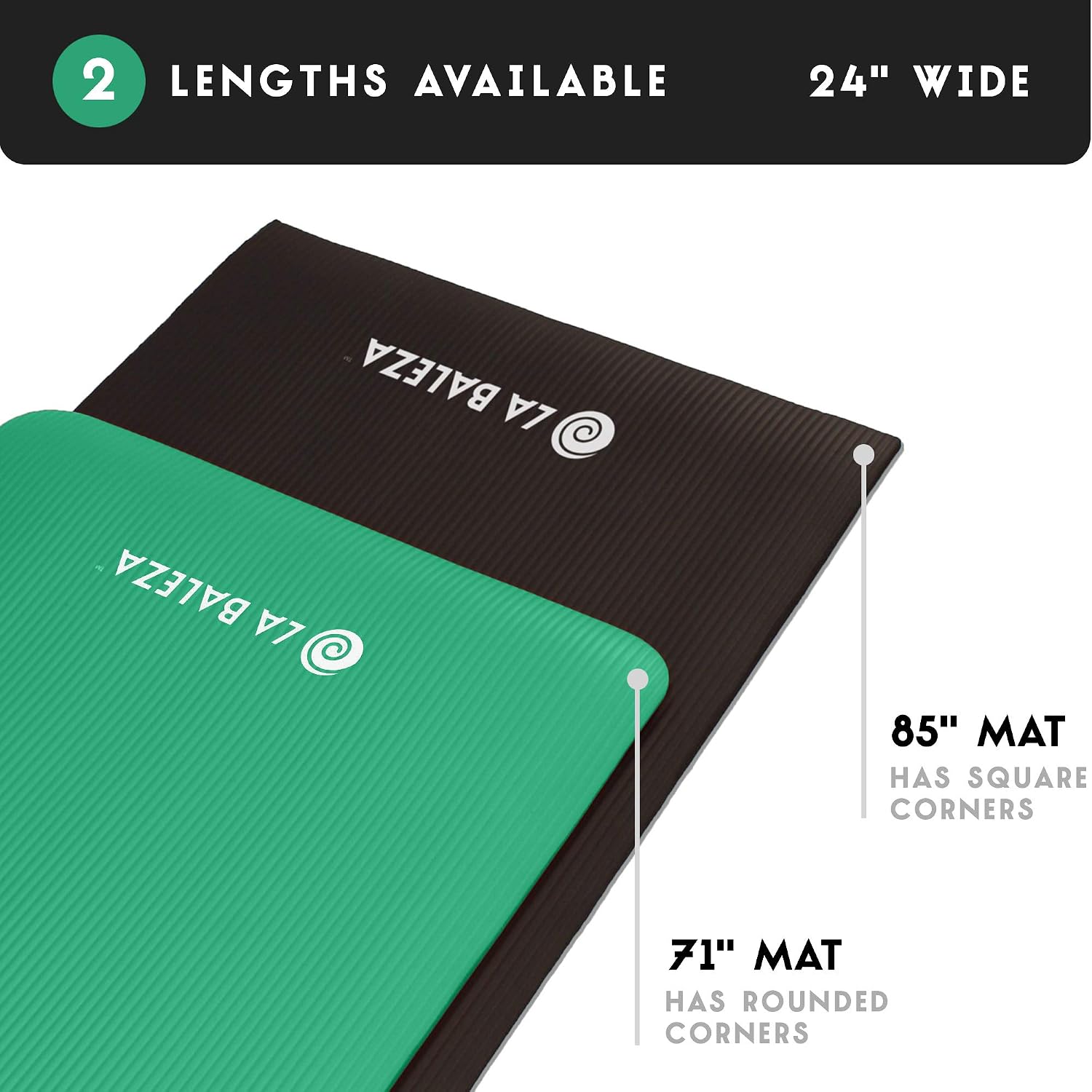 La Baleza Yoga Mat, 3/8 Inch ExtraThick Exercise Mat for Yoga, Pilates and Personal Fitness, Ridged Rubber Surface for Non-Slip Grip, Includes Carrying Travel Strap, Multiple Colors