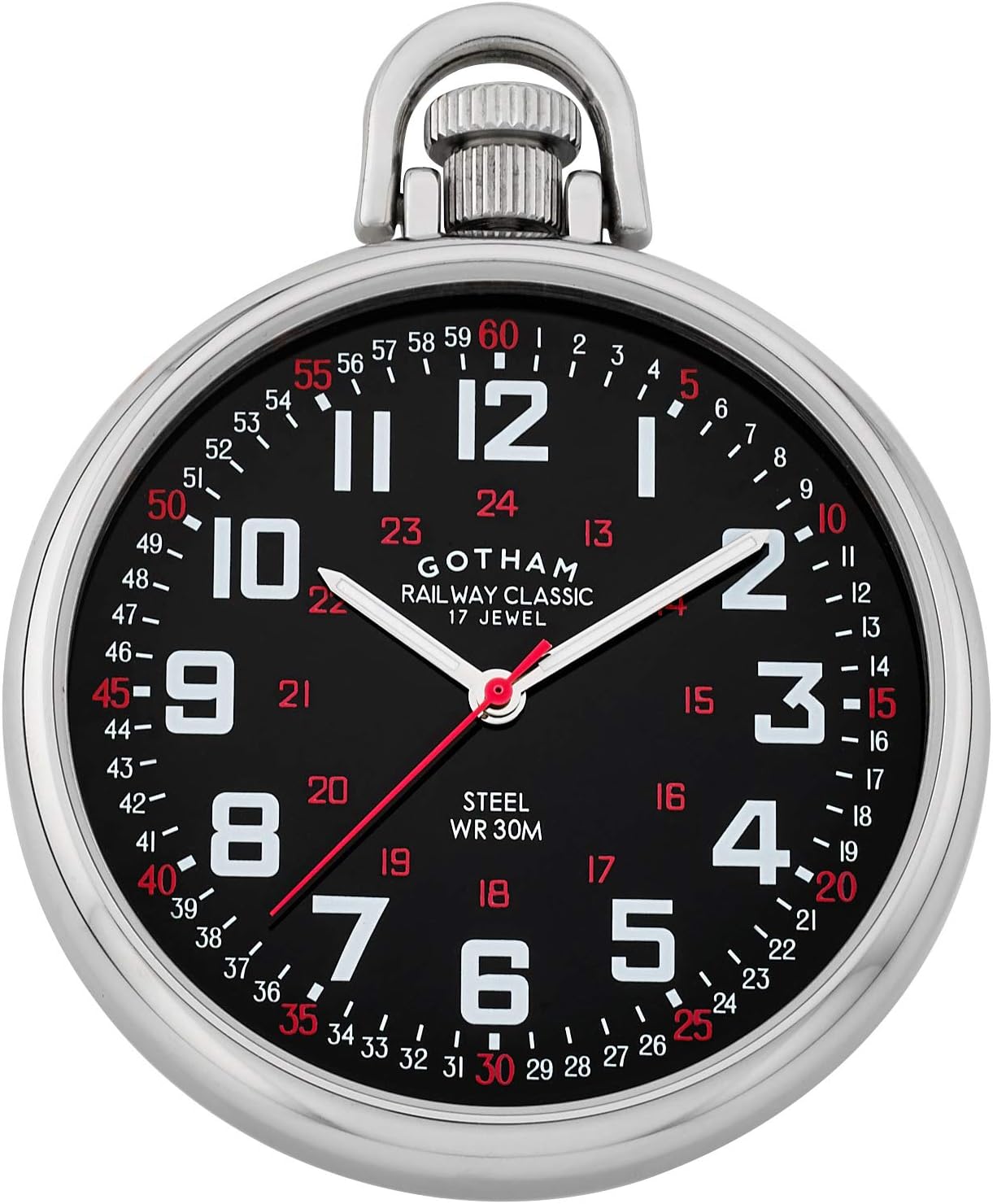 Men's Stainless Steel Mechanical Hand Wind Railroad Style Pocket Watch # GWC14106SB
