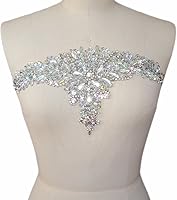 Vista 2 de Exquisitos parches de cristal brillantes hechos a mano de color AB para coser con piedras y lentejuelas para vestidos de novia, accesorios manuales