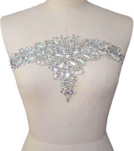 Miniatura 2 de Exquisitos parches de cristal brillantes hechos a mano de color AB para coser con piedras y lentejuelas para vestidos de novia, accesorios manuales