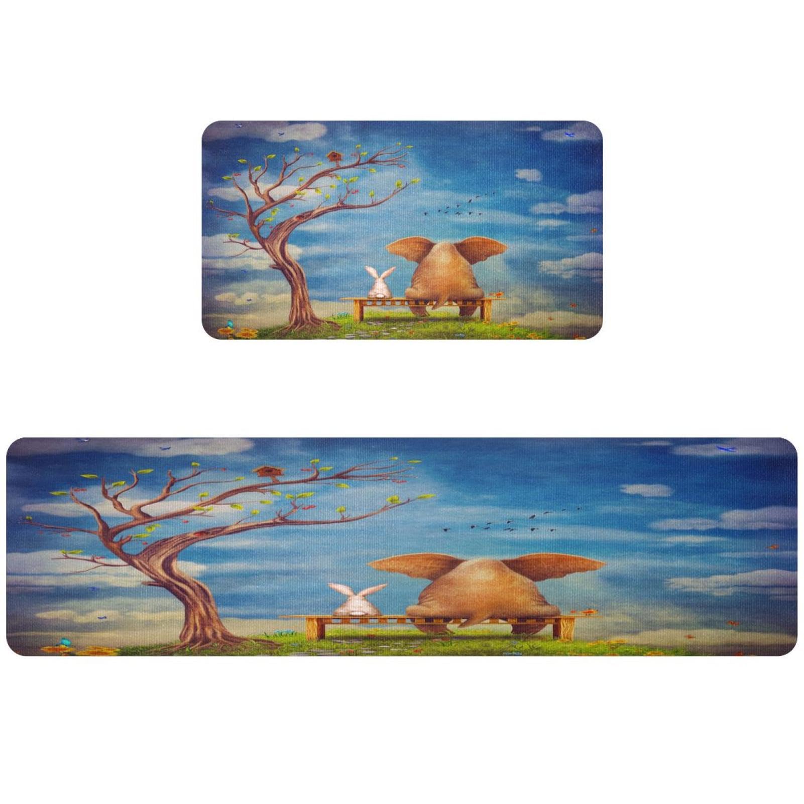 Alfombrillas de cocina VAPOKF para pasillo y cuarto de lavado con estampado de cerdo y conejo