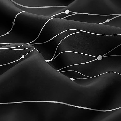 Miniatura 4 de HOMEIDEAS  Cortinas opacas, 2 paneles, línea ondulada, con lunares impresos al reverso, cortinas de oscurecimiento de la habitación, bolsillo de