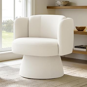 KISLOT, Swivel Barrel Chair, Upholstered Lounge Chair, Linen