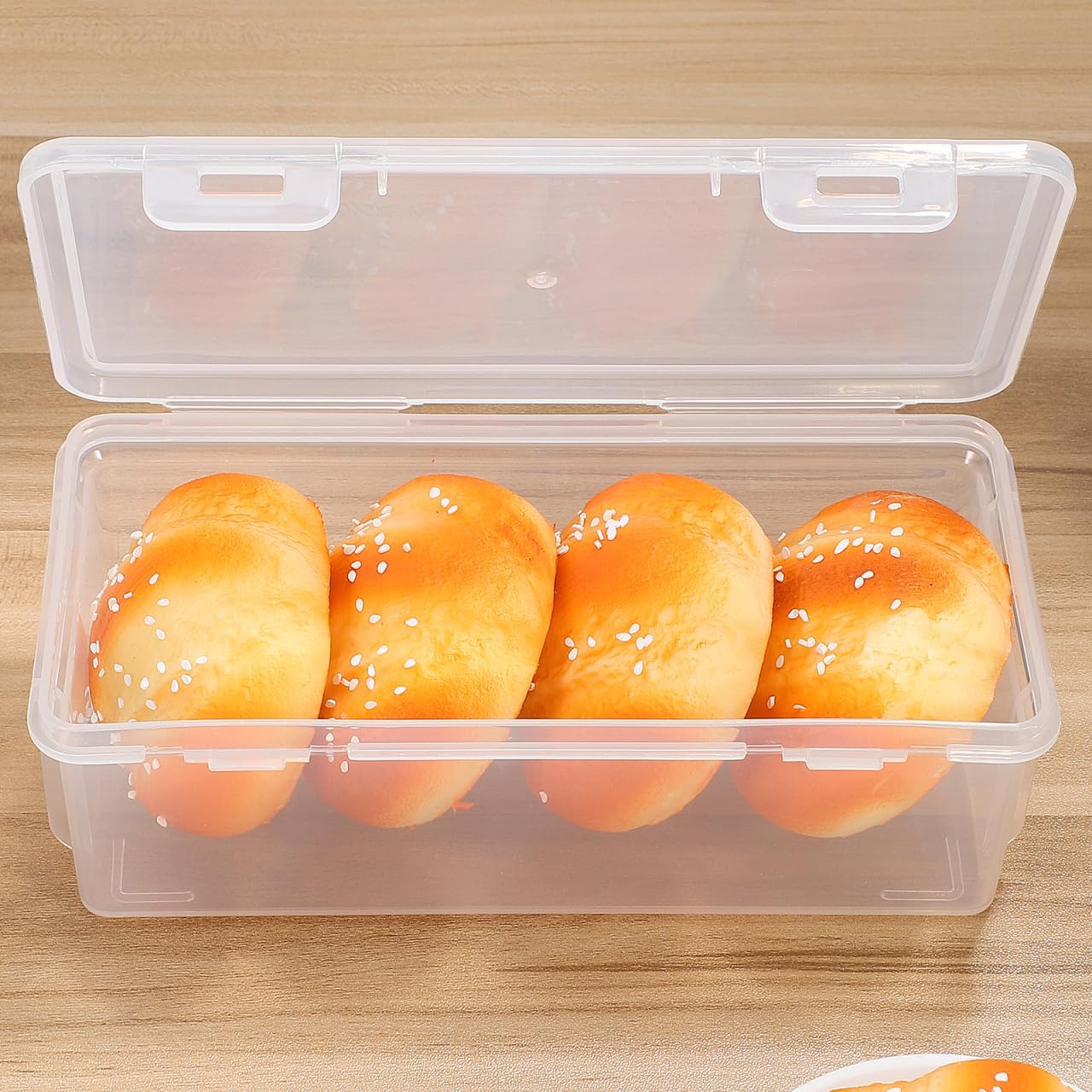 Airtight Bread Storage Container with Lid 2-Pack Clear Kitchen Bread Box for Countertop Toast and Condiment Organizer 7.5X3.7X2.4 Inches Space Saving Food Storage