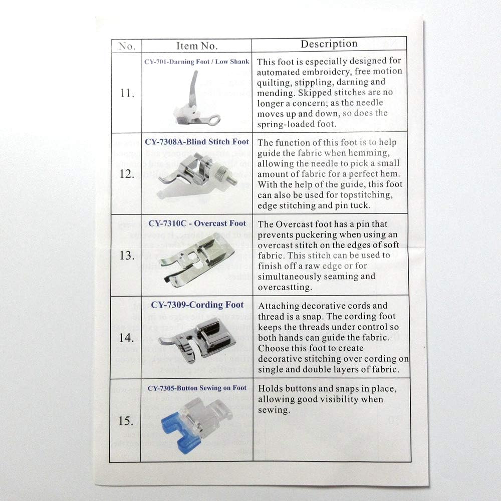 15 Sewing Foot Feet Set for Bernina Bernette 92C, Deco 680,705,715,720