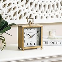 Vista 4 de NIKKY HOME Small Gold Table Clock, Silent Non-Ticking Classic Battery Operated Decorative Mantel Desk Shelf Clock for Living Room Decor