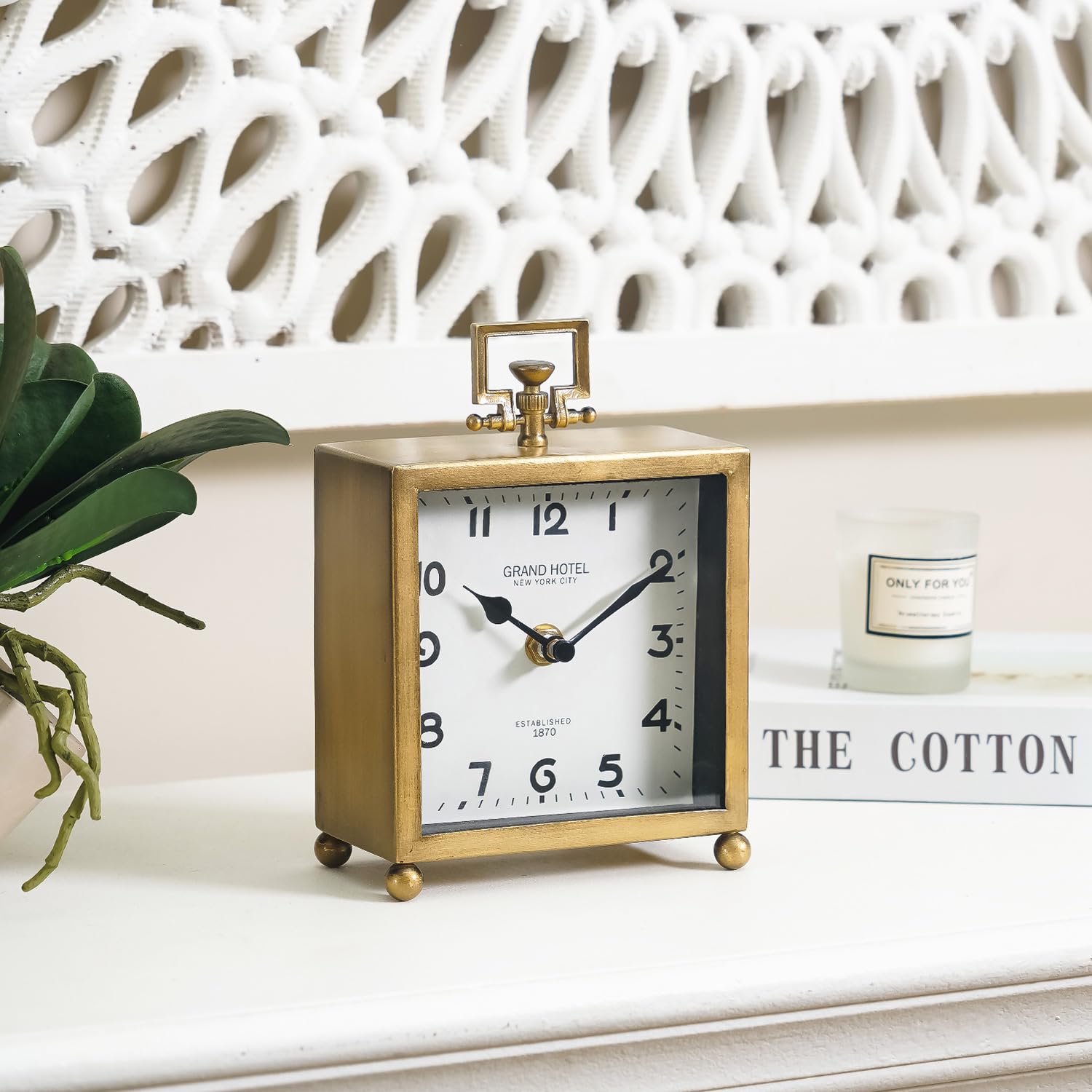 Amazon.com: NIKKY HOME Small Gold Table Clock, Silent Non-Ticking