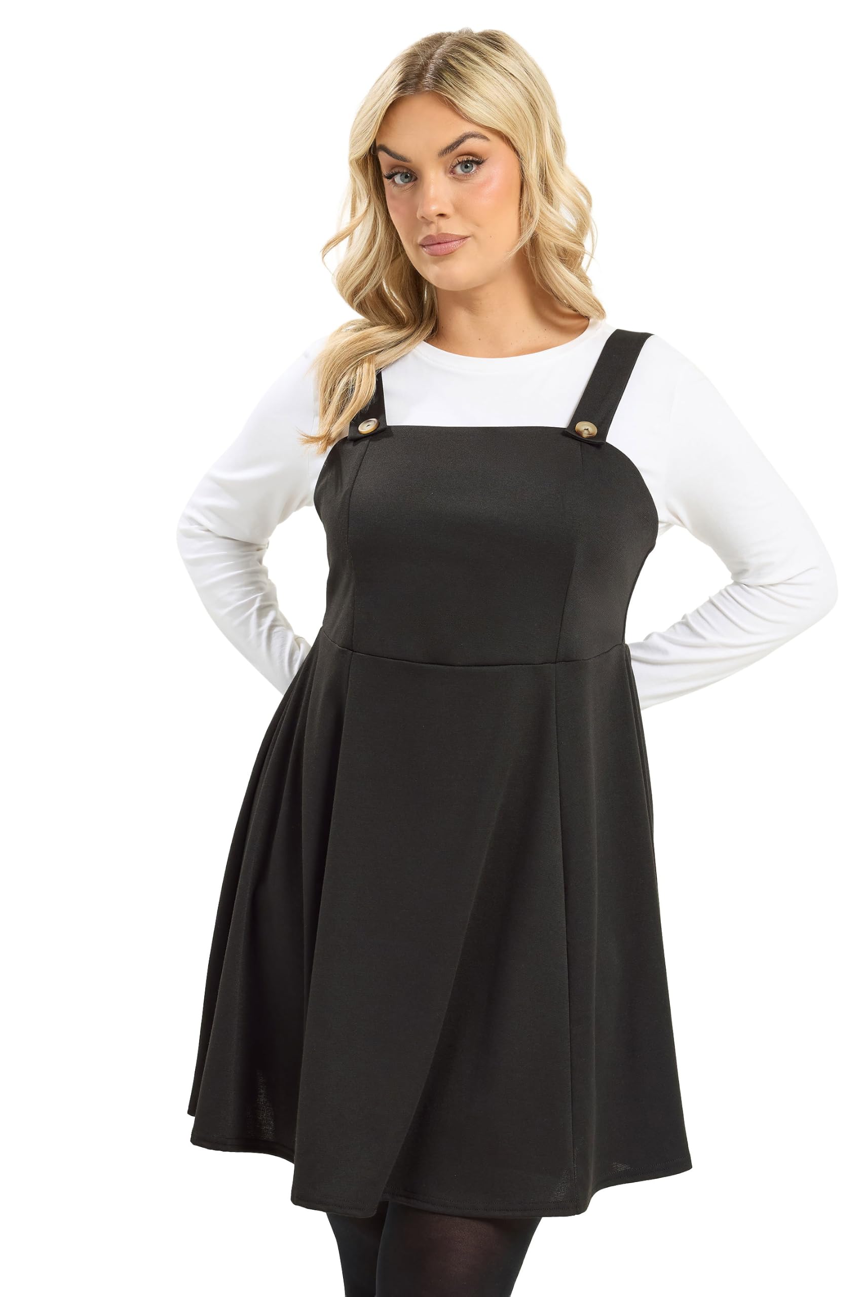 Yours Women's Black Curve Pinafore Dress - Plus Size Curve