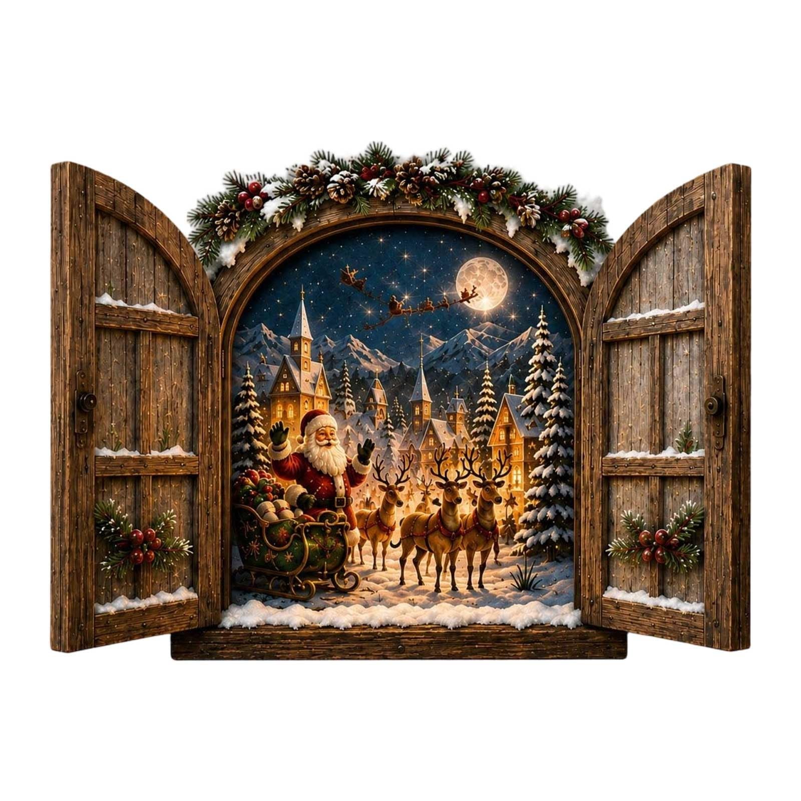 Santa's Secret Window Light, 3D Lighted North Pole Christmas Wall Decor