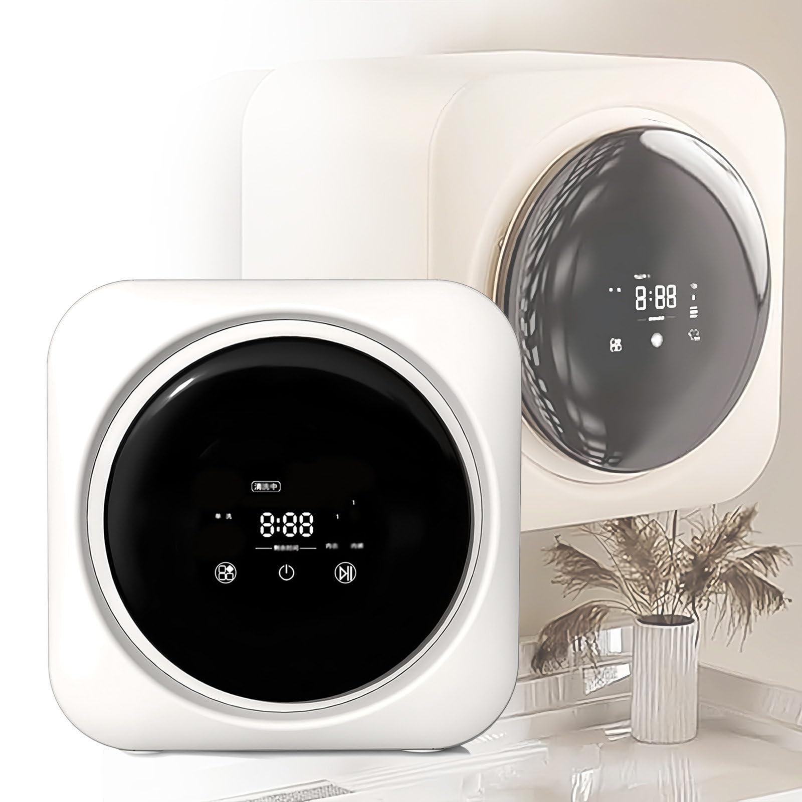 Lavatrice piccola, portatile, da parete, 3,5 l, con asciugatrice/da tavolo, completamente automatica, per bagno, cucina, per appartamento e piccoli spazi, da appendere alla parete.
