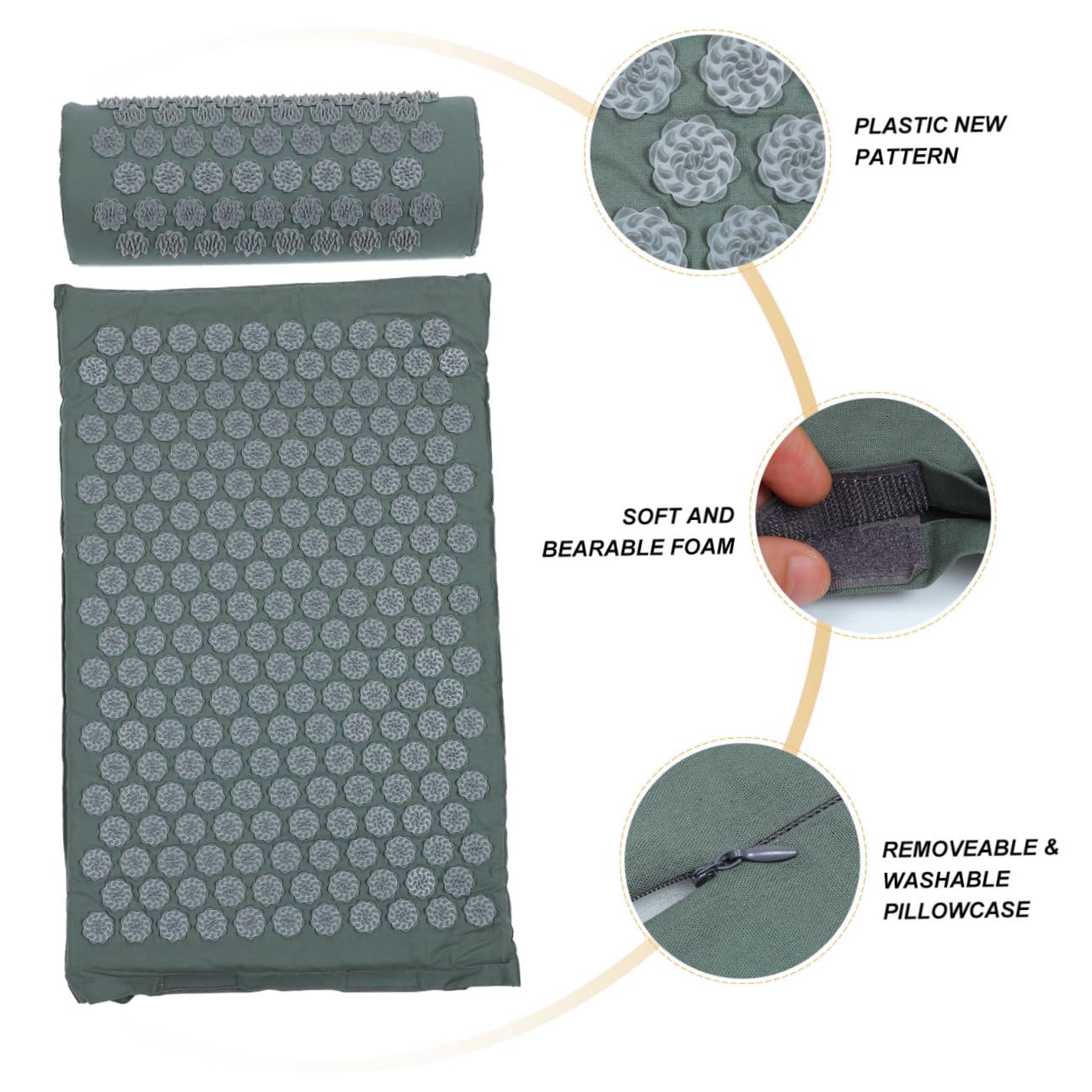 Tapis de Massage par Acupression Pliable en Coton Respirant avec Paquet, 2 Pièces, Accessoire pour Relaxation et Bien-dos