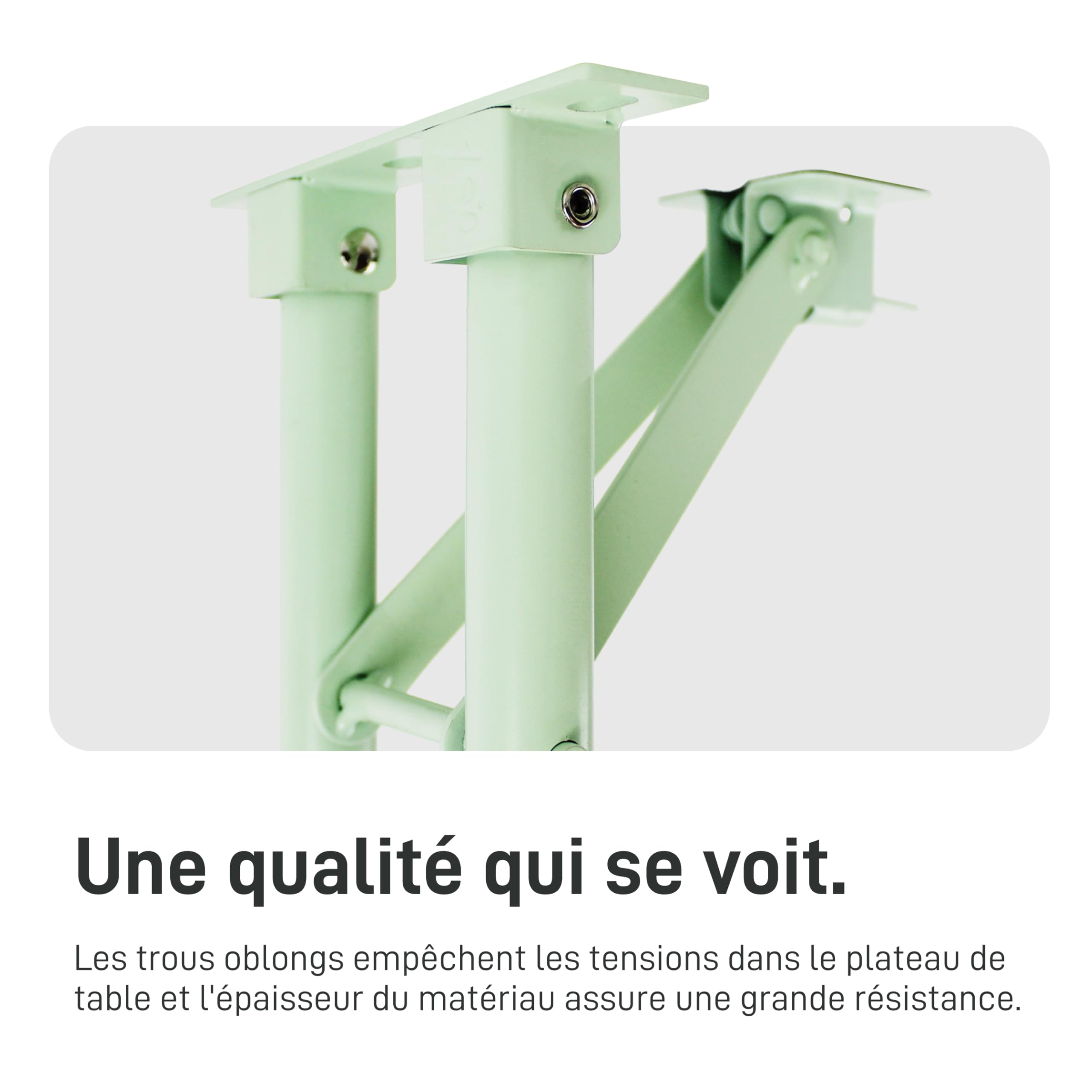 Natural Goods Berlin Lot de 2 pieds de banc pliables en métal vert pastel pour tente à bière (43 cm x 23 cm) – Pieds de banc pour banc à bière – Pieds de banc d'extérieur – Support de banc de jardin,